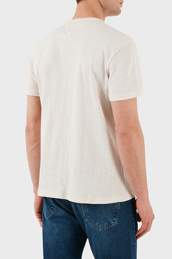 Tommy Jeans % 100 Pamuk Regular Fit Bisiklet Yaka Logolu Erkek T Shirt DM0DM20322 AE3 BEJ - 2
