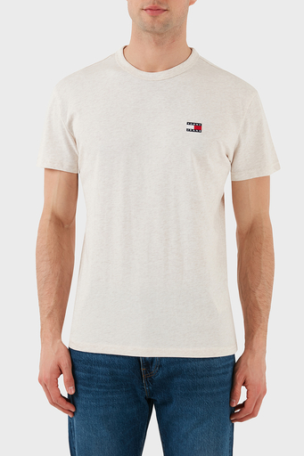 Tommy Jeans % 100 Pamuk Regular Fit Bisiklet Yaka Logolu Erkek T Shirt DM0DM20322 AE3 BEJ - 3