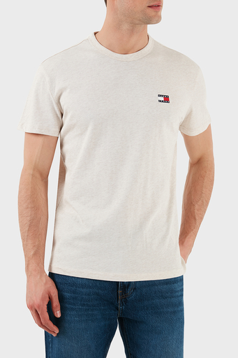 Tommy Jeans % 100 Pamuk Regular Fit Bisiklet Yaka Logolu Erkek T Shirt DM0DM20322 AE3 BEJ - 4