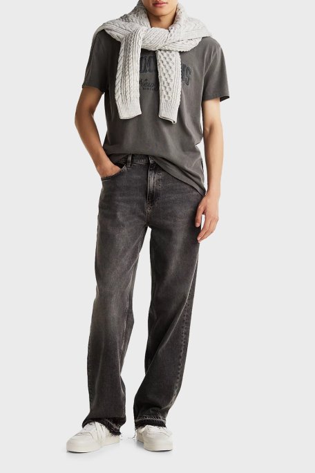 Tommy Jeans % 100 Pamuk Regular Fit Bisiklet Yaka Logolu Erkek T Shirt DM0DM20356 BDS SİYAH - 7