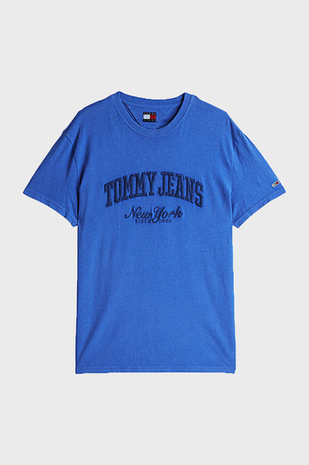 Tommy Jeans % 100 Pamuk Regular Fit Bisiklet Yaka Logolu Erkek T Shirt DM0DM20356 C6E MAVİ - 5