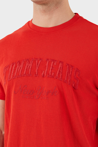 Tommy Jeans % 100 Pamuk Regular Fit Bisiklet Yaka Logolu Erkek T Shirt DM0DM20356 XME KIRMIZI - 5