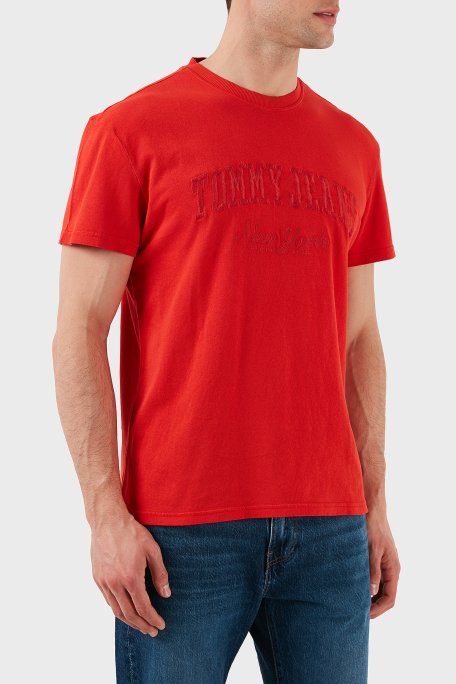 Tommy Jeans % 100 Pamuk Regular Fit Bisiklet Yaka Logolu Erkek T Shirt DM0DM20356 XME KIRMIZI - 4