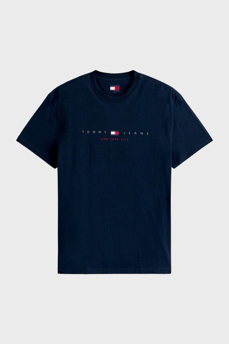 Tommy Jeans % 100 Pamuk Regular Fit Bisiklet Yaka Logolu Erkek T Shirt DM0DM21911 C1G LACİVERT - 5