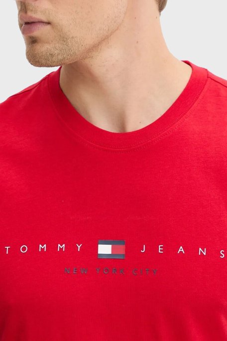 Tommy Jeans % 100 Pamuk Regular Fit Bisiklet Yaka Logolu Erkek T Shirt DM0DM21911 XLE KIRMIZI - 3