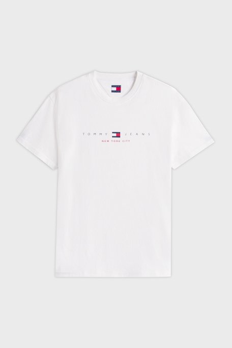 Tommy Jeans % 100 Pamuk Regular Fit Bisiklet Yaka Logolu Erkek T Shirt DM0DM21911 YBL BEYAZ - 5