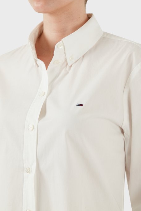 Tommy Jeans % 100 Pamuk Regular Fit Düğmeli Yaka Bayan Gömlek W0DW20290 YBL BEYAZ - 10
