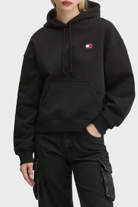 Tommy Jeans % 100 Pamuk Relaxed Fit Kapüşonlu Bayan Sweat DW0DW19414 BDS SİYAH - 1