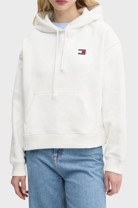 Tommy Jeans % 100 Pamuk Relaxed Fit Kapüşonlu Bayan Sweat DW0DW19414 YBL BEYAZ - 1