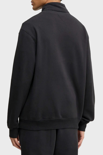 Tommy Jeans % 100 Pamuk Relaxed Fit Yarım Fermuarlı Dik Yaka Erkek Sweat DM0DM21263 BDS SİYAH - 2