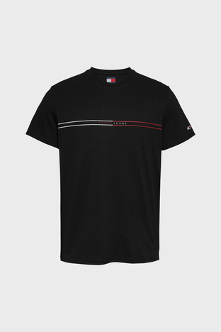 Tommy Jeans - Tommy Jeans % 100 Pamuk Slim Fit Bisiklet Yaka Logolu Erkek T Shirt DM0DM20779 BDS SİYAH (1)