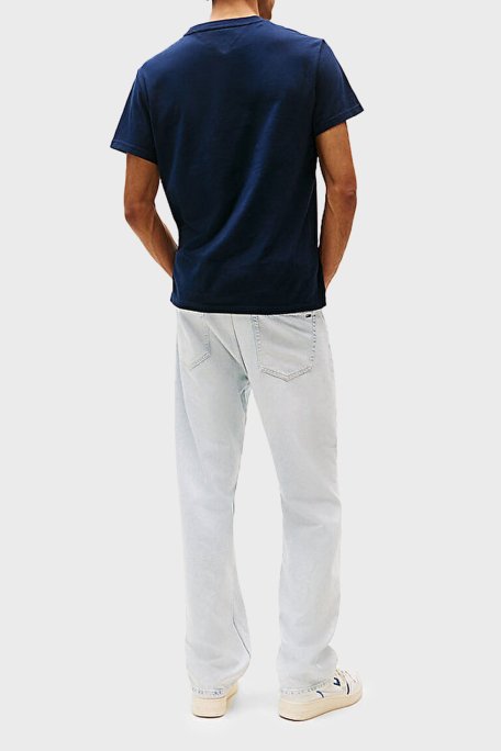 Tommy Jeans % 100 Pamuk Slim Fit Bisiklet Yaka Logolu Erkek T Shirt DM0DM21577 C1G LACİVERT - 3