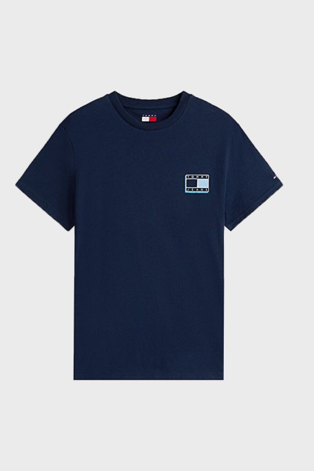 Tommy Jeans % 100 Pamuk Slim Fit Bisiklet Yaka Logolu Erkek T Shirt DM0DM21577 C1G LACİVERT - 5