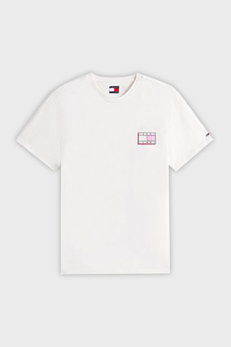 Tommy Jeans % 100 Pamuk Slim Fit Bisiklet Yaka Logolu Erkek T Shirt DM0DM21577 YBL BEYAZ - 5