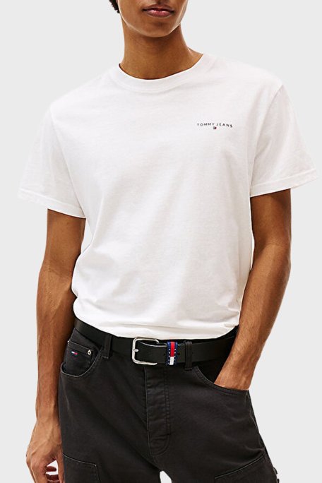 Tommy Jeans % 100 Pamuk Slim Fit Bisiklet Yaka Logolu Erkek T Shirt DM0DM21780 YBL BEYAZ - 1