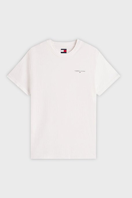 Tommy Jeans % 100 Pamuk Slim Fit Bisiklet Yaka Logolu Erkek T Shirt DM0DM21780 YBL BEYAZ - 5