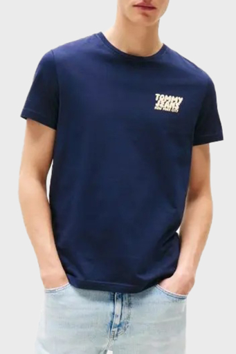 Tommy Jeans % 100 Pamuk Slim Fit Bisiklet Yaka Logolu Erkek T Shirt DM0DM21863 C1G LACİVERT - 3