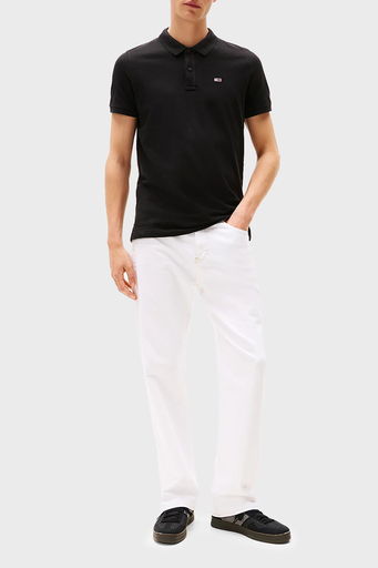 Tommy Jeans % 100 Pamuk Slim Fit Düğmeli Erkek Polo Yaka T Shirt DM0DM20676 BDS SİYAH - 3
