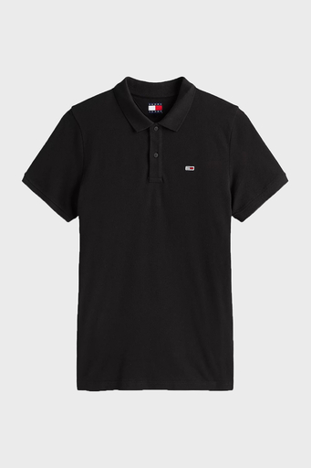 Tommy Jeans % 100 Pamuk Slim Fit Düğmeli Erkek Polo Yaka T Shirt DM0DM20676 BDS SİYAH - 5