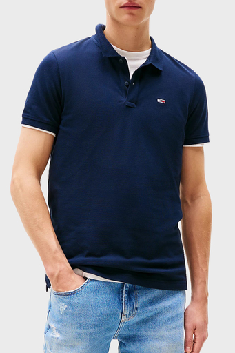 Tommy Jeans % 100 Pamuk Slim Fit Düğmeli Erkek Polo Yaka T Shirt DM0DM20676 C1G LACİVERT - 1