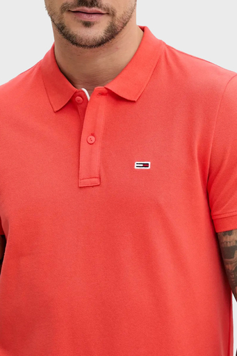 Tommy Jeans % 100 Pamuk Slim Fit Düğmeli Erkek Polo Yaka T Shirt DM0DM20676 SN6 TURUNCU - 3