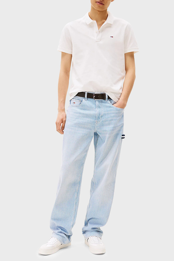Tommy Jeans % 100 Pamuk Slim Fit Düğmeli Erkek Polo Yaka T Shirt DM0DM20676 YBL BEYAZ - 3