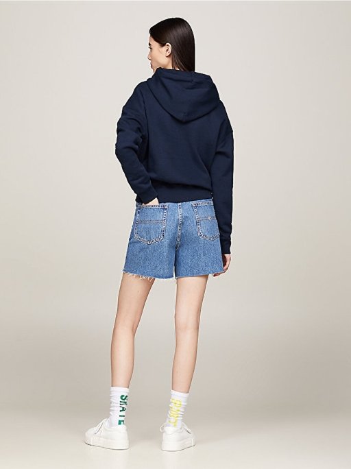 Tommy Jeans % 100 Pamuklu Regular Fit Kapüşonlu Kanguru Cepli Bayan Sweat DW0DW17326 C1G LACİVERT - 3