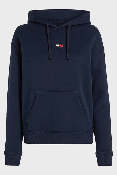 Tommy Jeans % 100 Pamuklu Regular Fit Kapüşonlu Kanguru Cepli Bayan Sweat DW0DW17326 C1G LACİVERT - 4