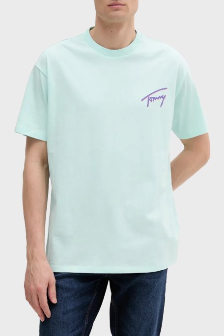 Tommy Jeans Baskılı % 100 Pamuk Relaxed Fit Bisiklet Yaka Erkek T Shirt DM0DM20768 L6V AÇIK YEŞİL - 1