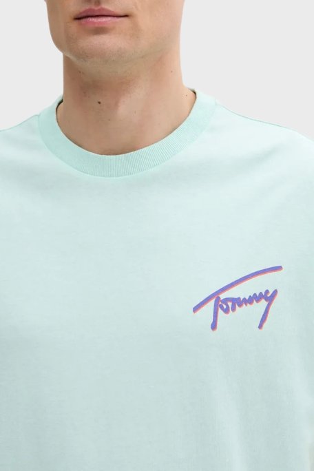 Tommy Jeans Baskılı % 100 Pamuk Relaxed Fit Bisiklet Yaka Erkek T Shirt DM0DM20768 L6V AÇIK YEŞİL - 3