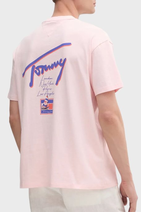 Tommy Jeans Baskılı % 100 Pamuk Relaxed Fit Bisiklet Yaka Erkek T Shirt DM0DM20768 TH3 AÇIK PEMBE - 5