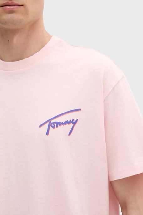 Tommy Jeans Baskılı % 100 Pamuk Relaxed Fit Bisiklet Yaka Erkek T Shirt DM0DM20768 TH3 AÇIK PEMBE - 6