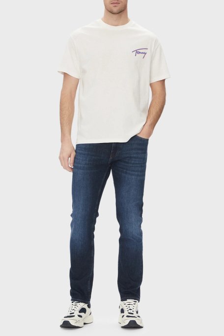 Tommy Jeans Baskılı % 100 Pamuk Relaxed Fit Bisiklet Yaka Erkek T Shirt DM0DM20768 YBH BEYAZ - 2