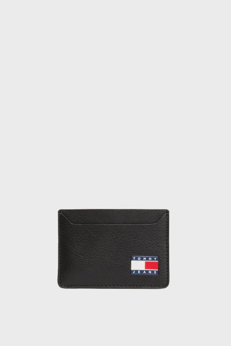 Tommy Jeans Deri Karışımlı Logolu Erkek Kartlık AM0AM13388 BDS SİYAH - 1