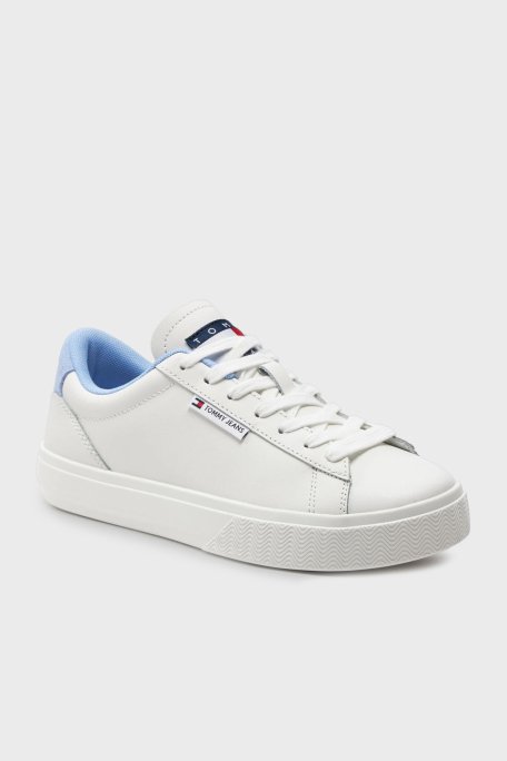 Tommy Jeans Deri Logolu Sneaker Bayan Ayakkabı EN0EN02508 C12 BEYAZ-AÇIK MAVİ - 11