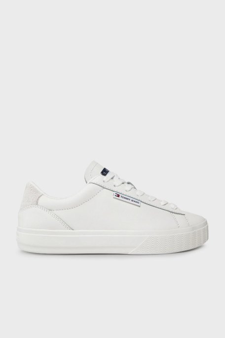 Tommy Jeans Deri Logolu Sneaker Bayan Ayakkabı EN0EN02508 YBL BEYAZ - 1