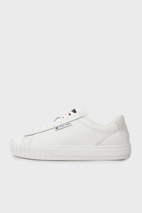 Tommy Jeans Deri Logolu Sneaker Bayan Ayakkabı EN0EN02508 YBL BEYAZ - 3
