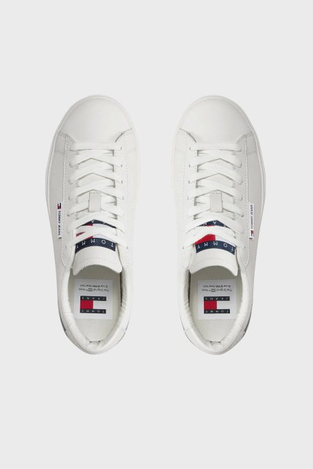 Tommy Jeans Deri Logolu Sneaker Bayan Ayakkabı EN0EN02508 YBL BEYAZ - 4