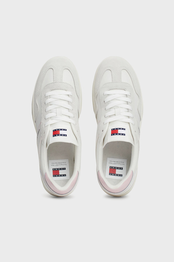 Tommy Jeans Deri Logolu Sneaker Bayan Ayakkabı EN0EN02612 TH2 BEYAZ-PEMBE - 5