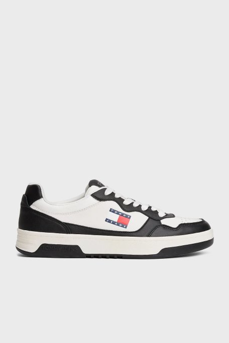 Tommy Jeans Deri Logolu Sneaker Erkek Ayakkabı EM0EM01443 YBL BEYAZ - 1