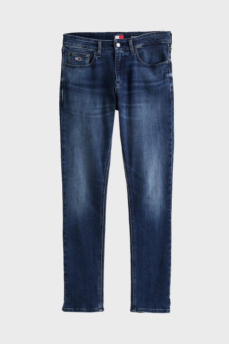 Tommy Jeans Esnek Pamuklu Slim Fit Normal Bel Dar Paça Jeans Erkek Kot Pantolon DM0DM20550 1BK LACİVERT - 5