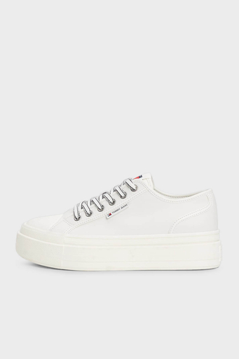 Tommy Jeans Hakiki Deri Kalın Tabanlı Sneaker Bayan Ayakkabı EN0EN02714 YBL BEYAZ - 2