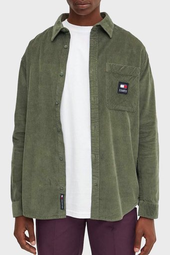Tommy Jeans Kadife Relaxed Fit Fitilli Erkek Gömlek DM0DM19660 M12 YEŞİL - 1