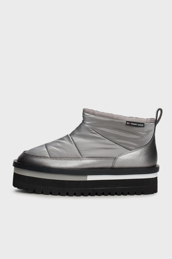Tommy Jeans Kapitoneli Tırtıklı Platform Taban Kısa Bayan Bot EN0EN02689 TRH GÜMÜŞ - 3
