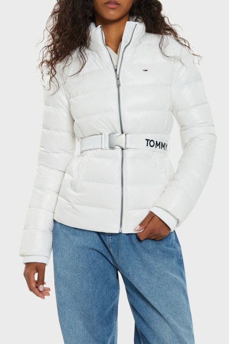 Tommy Jeans Kuş Tüyü Dolgulu Slim Fit Dik Yaka Kemerli Şişme Bayan Mont DW0DW18826 YBR BEYAZ - 7
