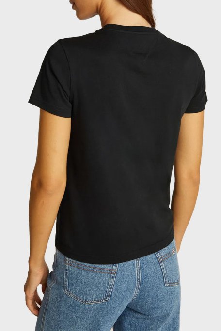 Tommy Jeans Logo Baskılı Pamuklu Regular Fit Bisiklet Yaka Bayan T Shirt DW0DW20161 BDS SİYAH - 2