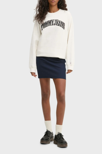 Tommy Jeans Logo Baskılı Pamuklu Relaxed Fit Bisiklet Yaka Bayan Sweat DW0DW20172 YBH BEYAZ - 8