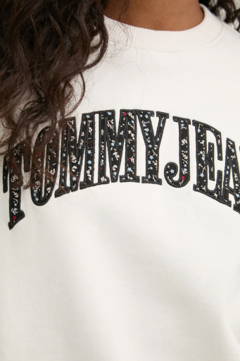 Tommy Jeans Logo Baskılı Pamuklu Relaxed Fit Bisiklet Yaka Bayan Sweat DW0DW20172 YBH BEYAZ - 9