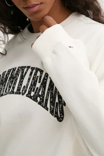 Tommy Jeans Logo Baskılı Pamuklu Relaxed Fit Bisiklet Yaka Bayan Sweat DW0DW20172 YBH BEYAZ - 10