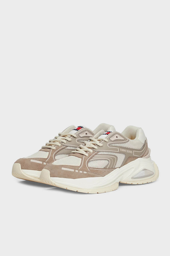 Tommy Jeans Logolu Deri Karışımlı Kalın Tabanlı Sneaker Bayan Ayakkabı EN0EN02620 RBK KOYU HAKİ - 4
